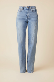 High Waist Front Seam Straight Jeans