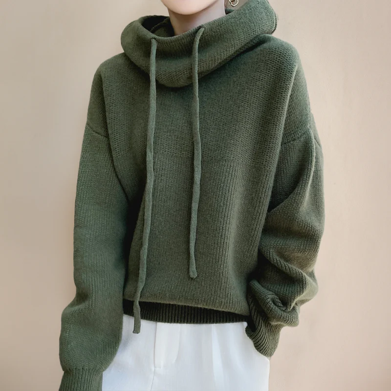 Oversized Knit Hooded Sweater
