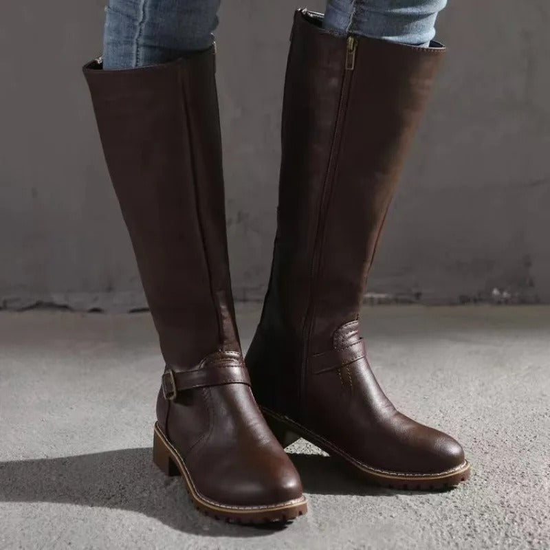 Knee High Faux Leather Riding Boots