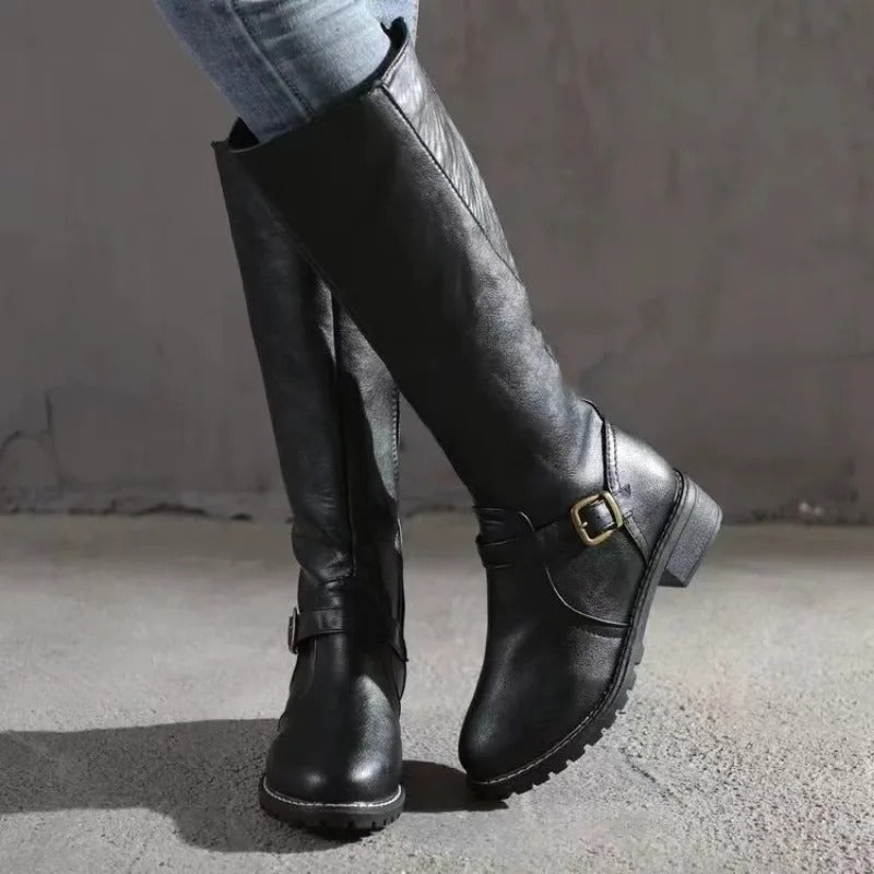 Knee High Faux Leather Riding Boots