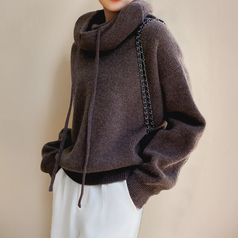 Oversized Knit Hooded Sweater