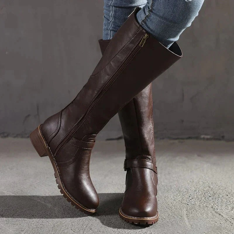 Knee High Faux Leather Riding Boots