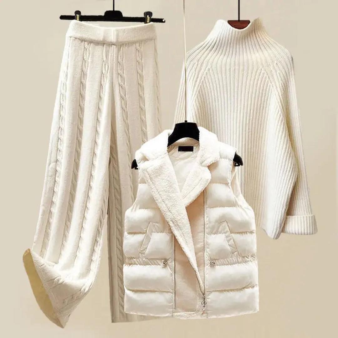 Three Piece Knit Wide Leg Set