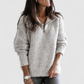 Zip Up High Neck Knit Sweater