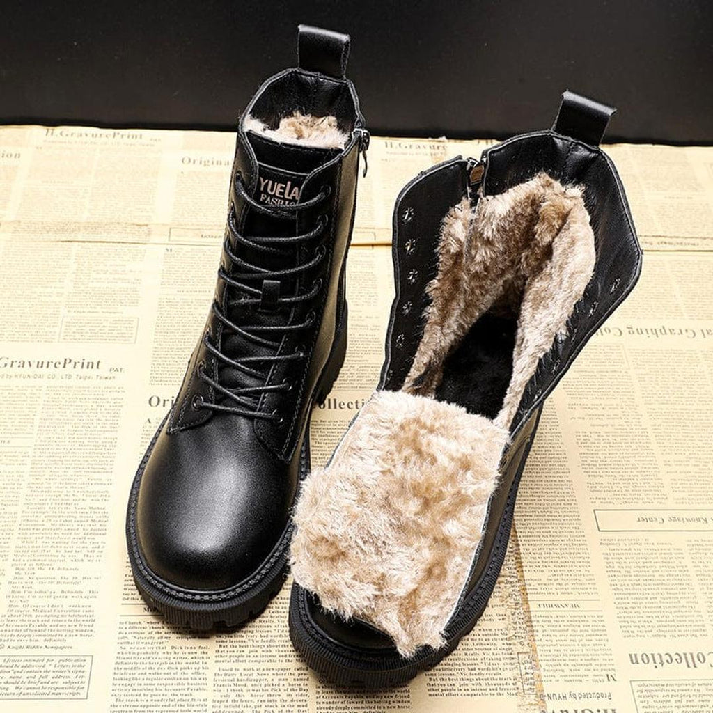 Lace Up Side Zip Ankle Boots