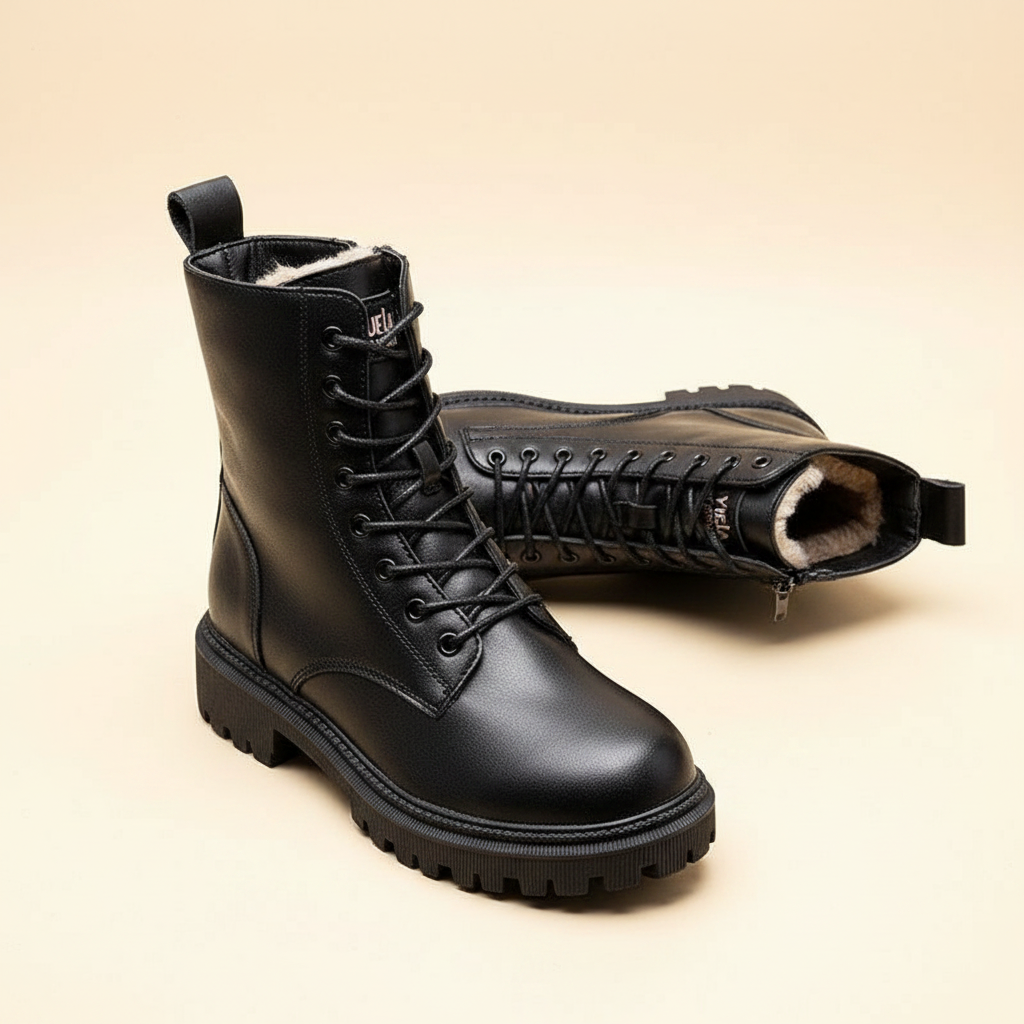 Lace Up Side Zip Ankle Boots