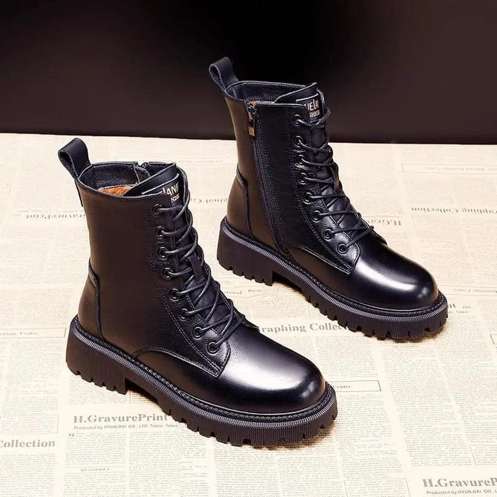 Lace Up Side Zip Ankle Boots