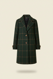 Plaid Tweed Lapel Long Coat