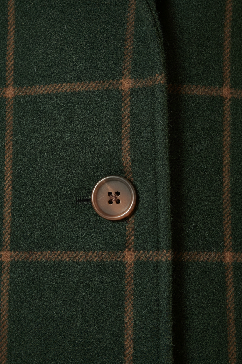 Plaid Tweed Lapel Long Coat