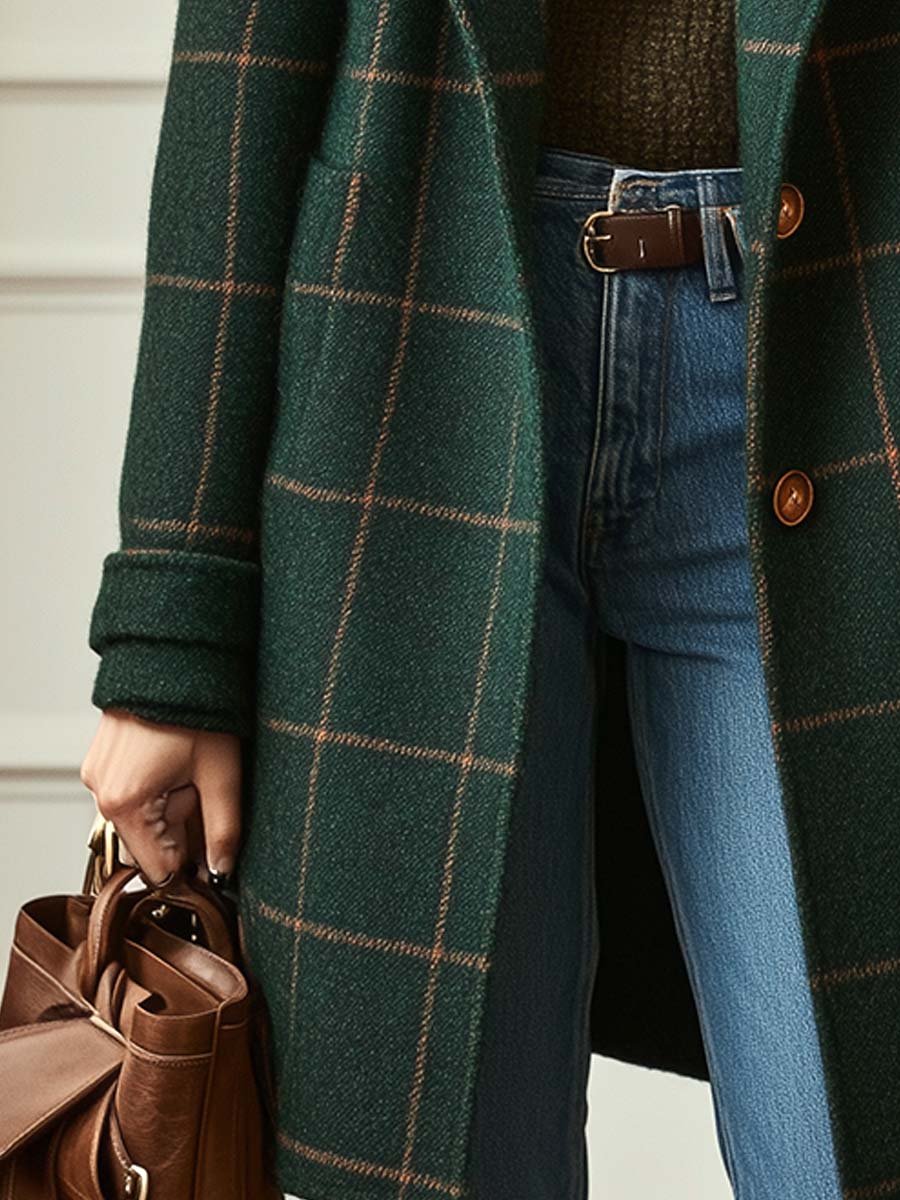 Classic Plaid Wool Coat