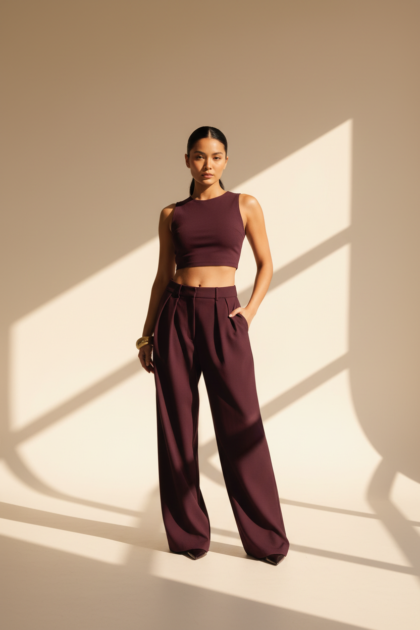 High Waisted Wide Leg Trousers
