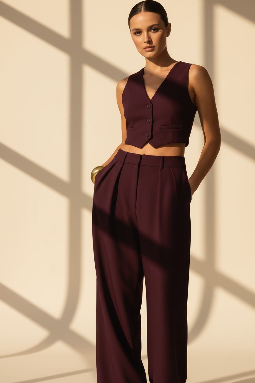 High Waisted Wide Leg Trousers