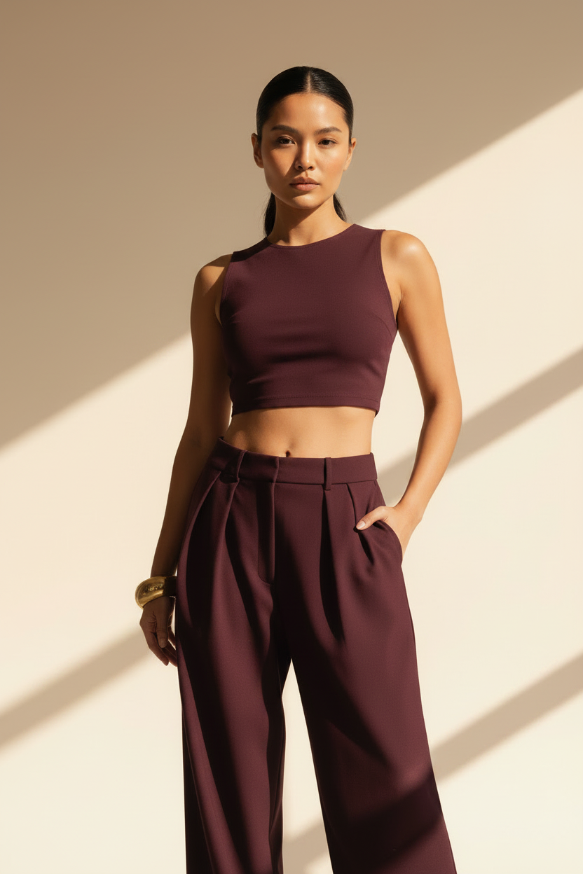 High Waisted Wide Leg Trousers