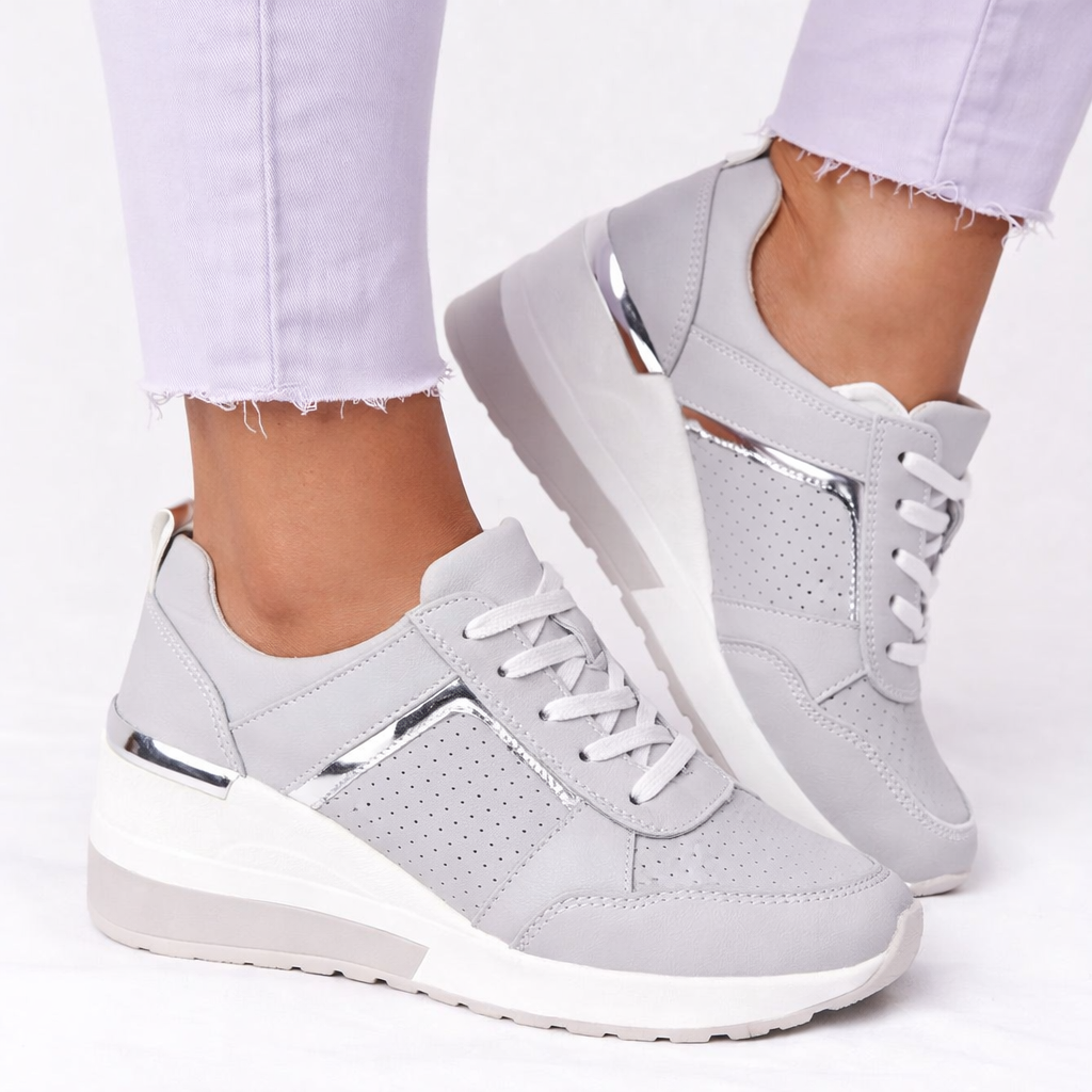 Lace-Up Wedge Sole Casual Trainers