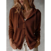 Hooded Button Up Knit Cardigan