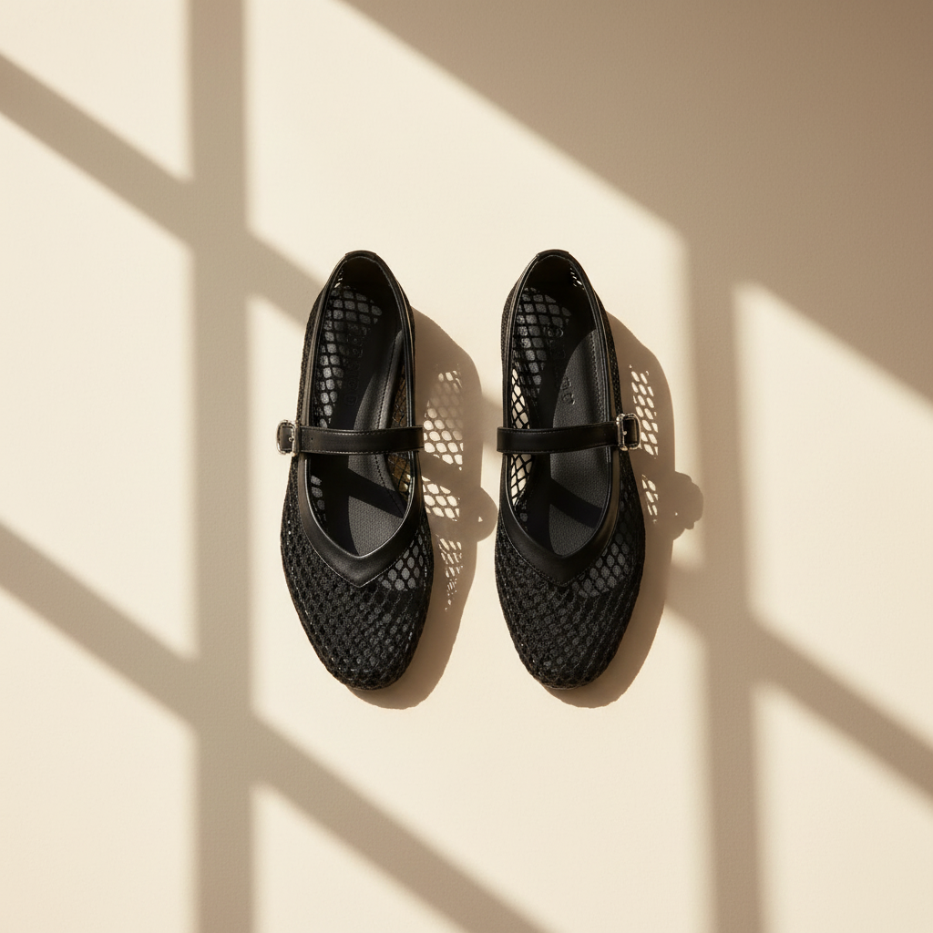 Mesh Mary Jane Ballet Flats
