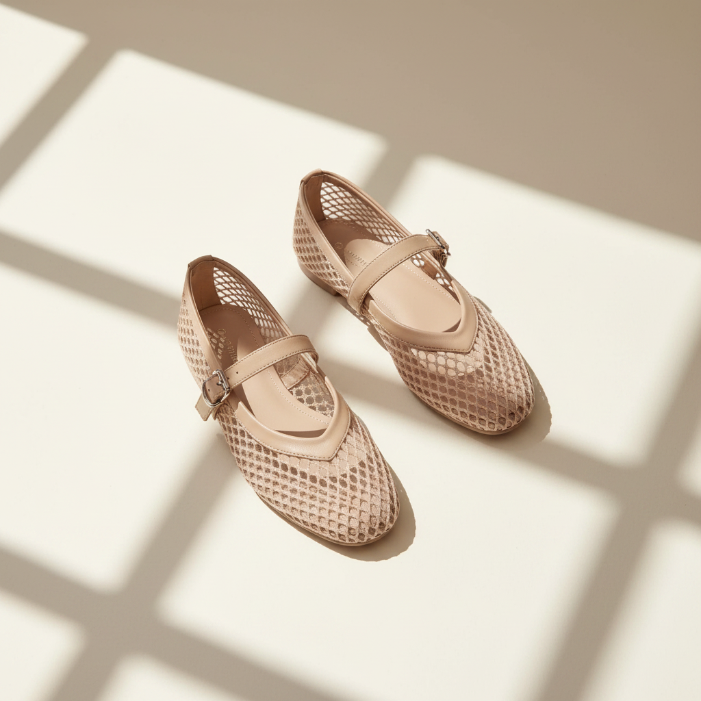 Mesh Mary Jane Ballet Flats