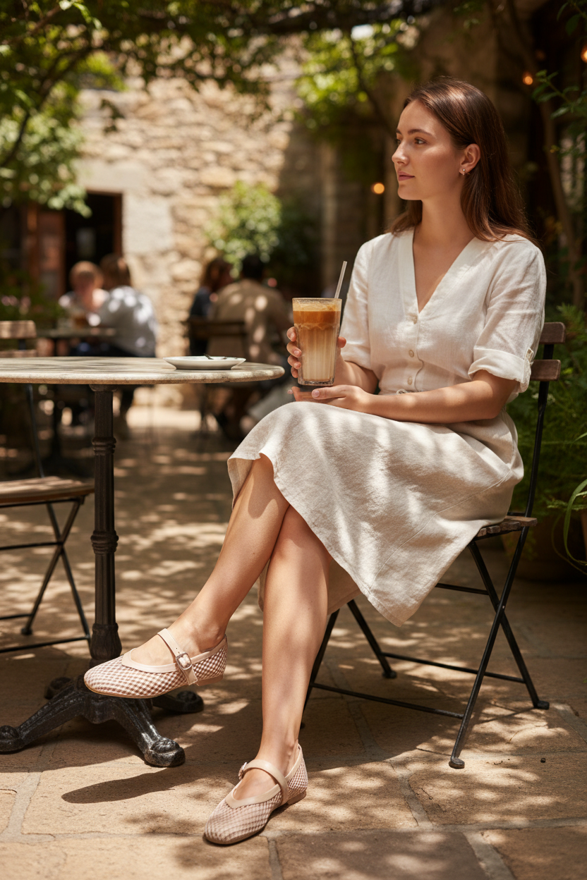 Mesh Mary Jane Ballet Flats