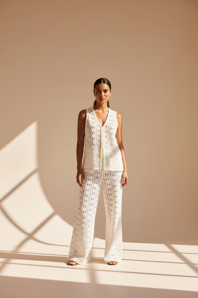 Women's Crochet Sequin Waistcoat
