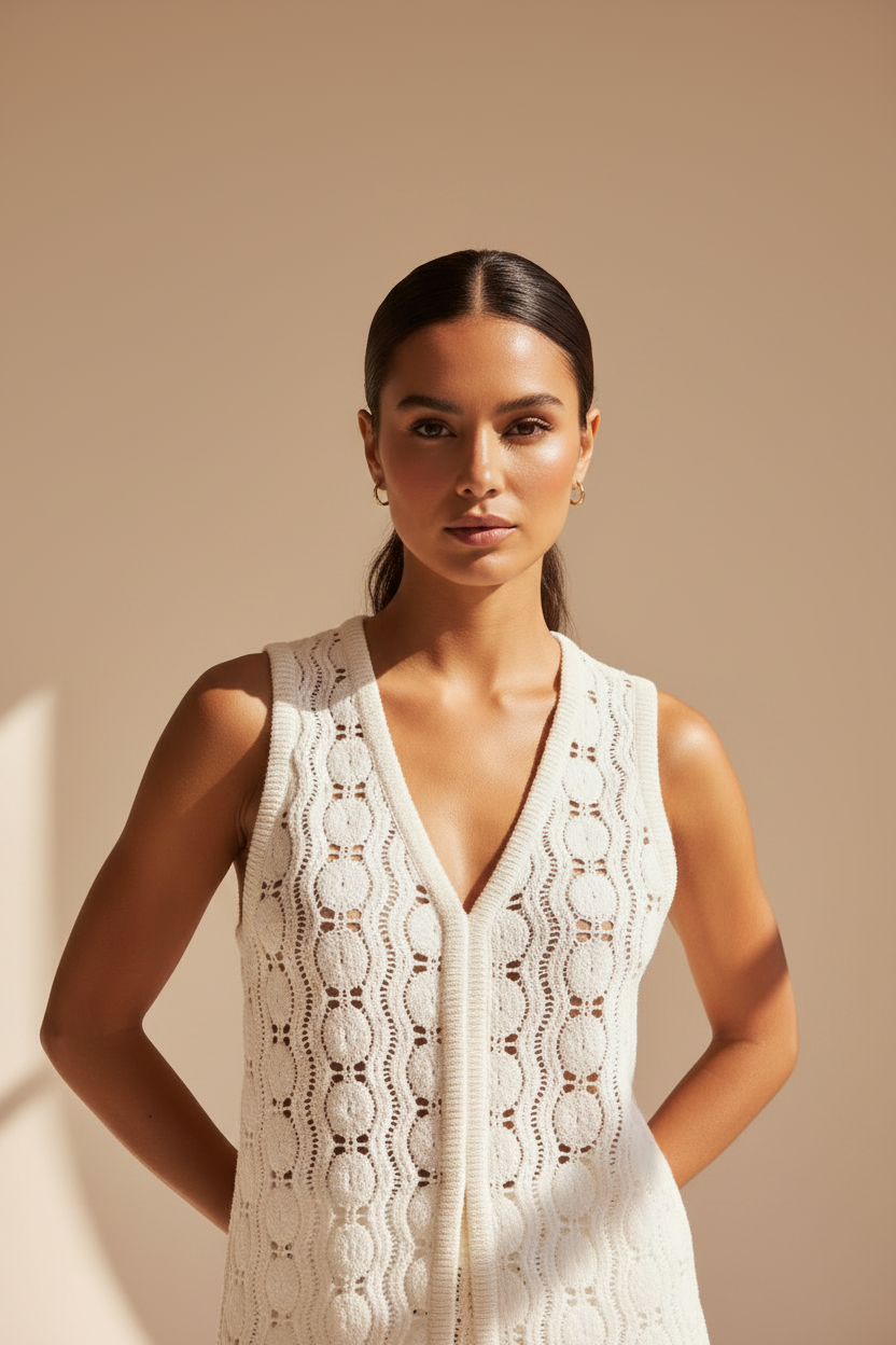 Women's Crochet Sequin Waistcoat
