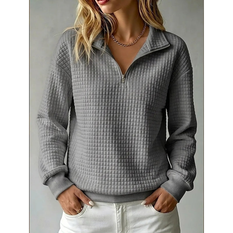 Textured Half-Zip  Collared Sweatshirt