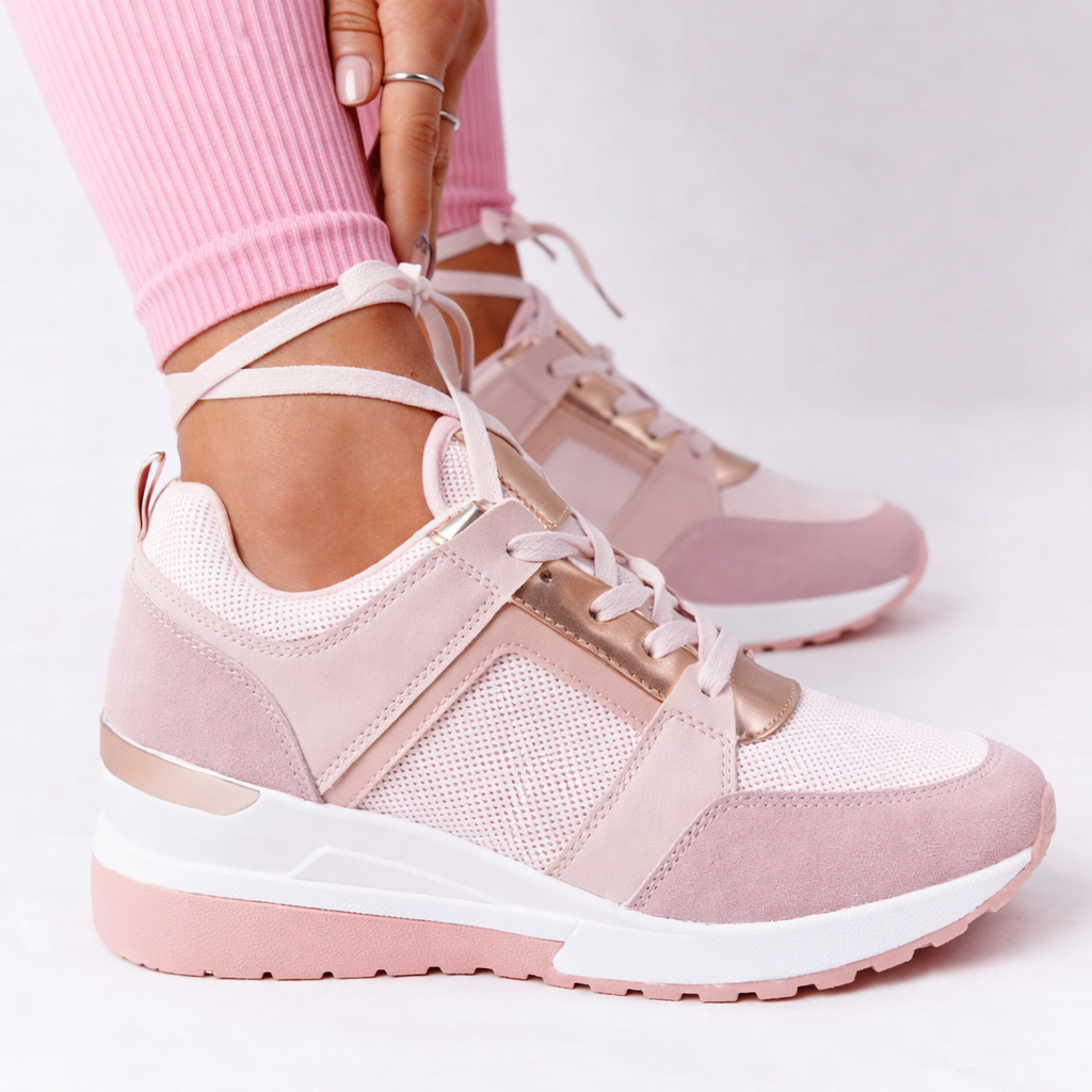 Lace-Up Wedge Sole Casual Trainers