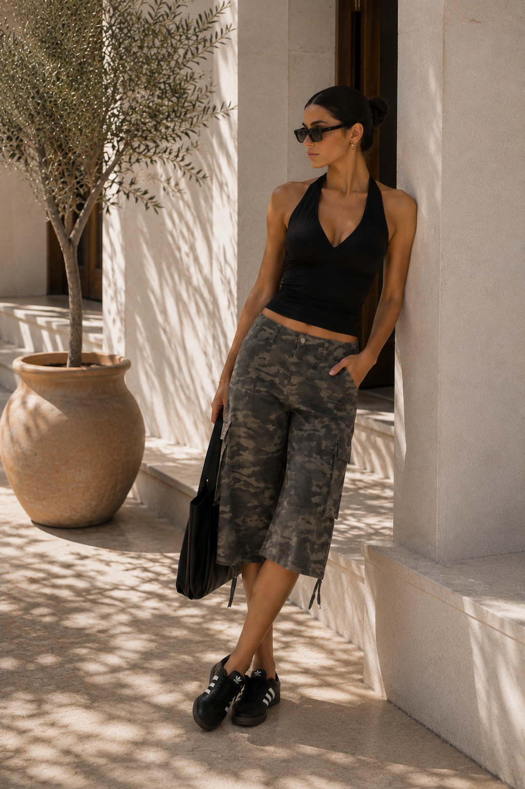 Camouflage Cargo Longline Shorts