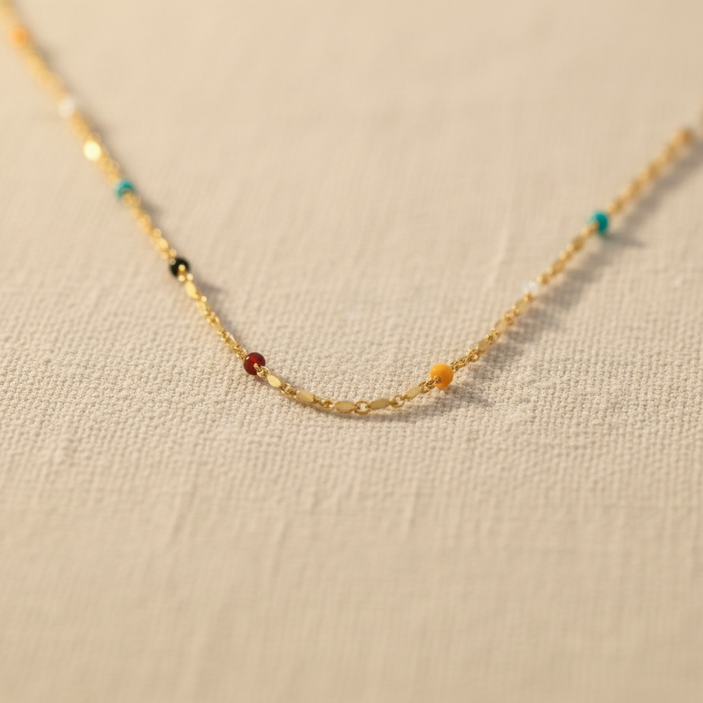 Multicolour Beaded Necklace | Gold-Plated