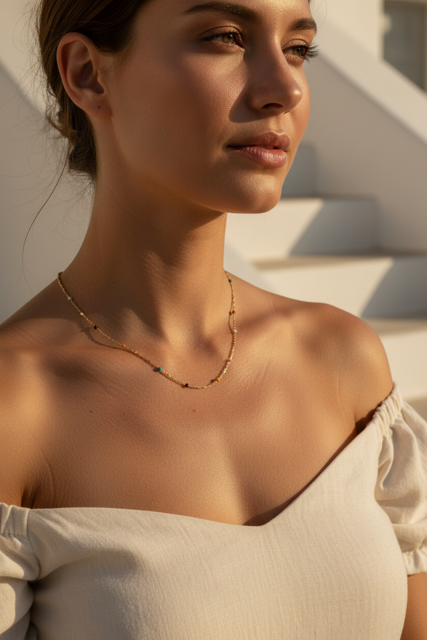 Multicolour Beaded Necklace | Gold-Plated