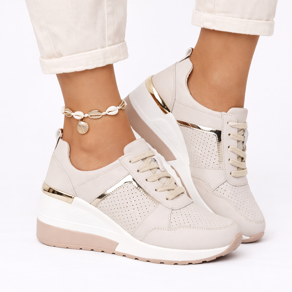 Lace-Up Wedge Sole Casual Trainers