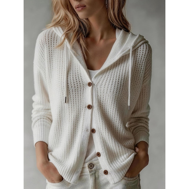 Hooded Button Up Knit Cardigan