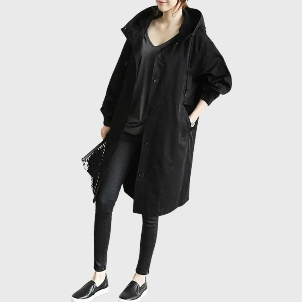 Hooded Waterproof Long Trench Coat