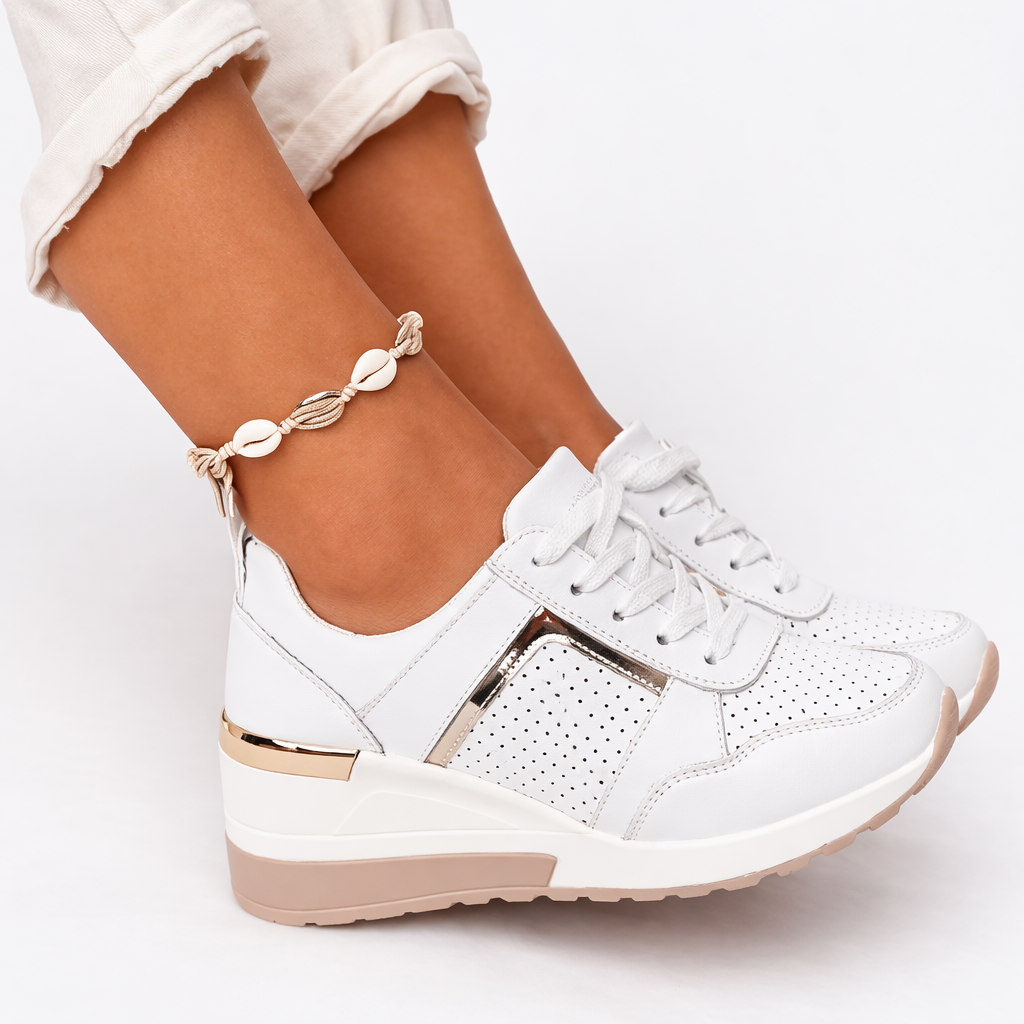 Lace-Up Wedge Sole Casual Trainers