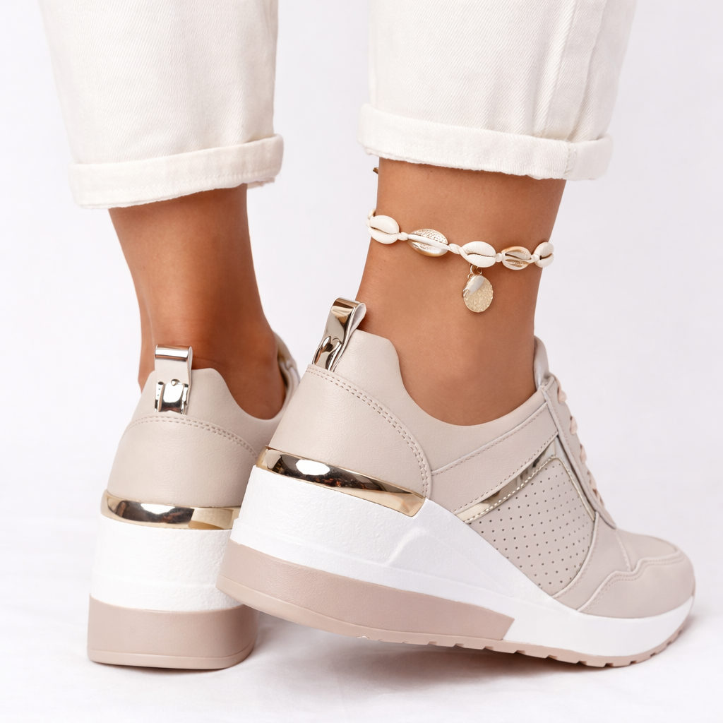 Lace-Up Wedge Sole Casual Trainers