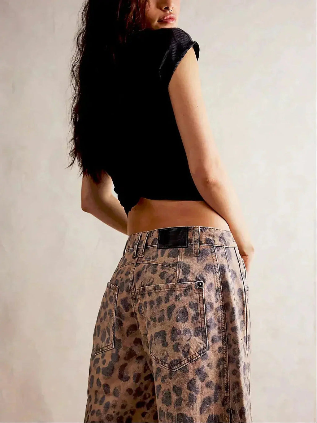 Leopard Print Wide Leg Jeans