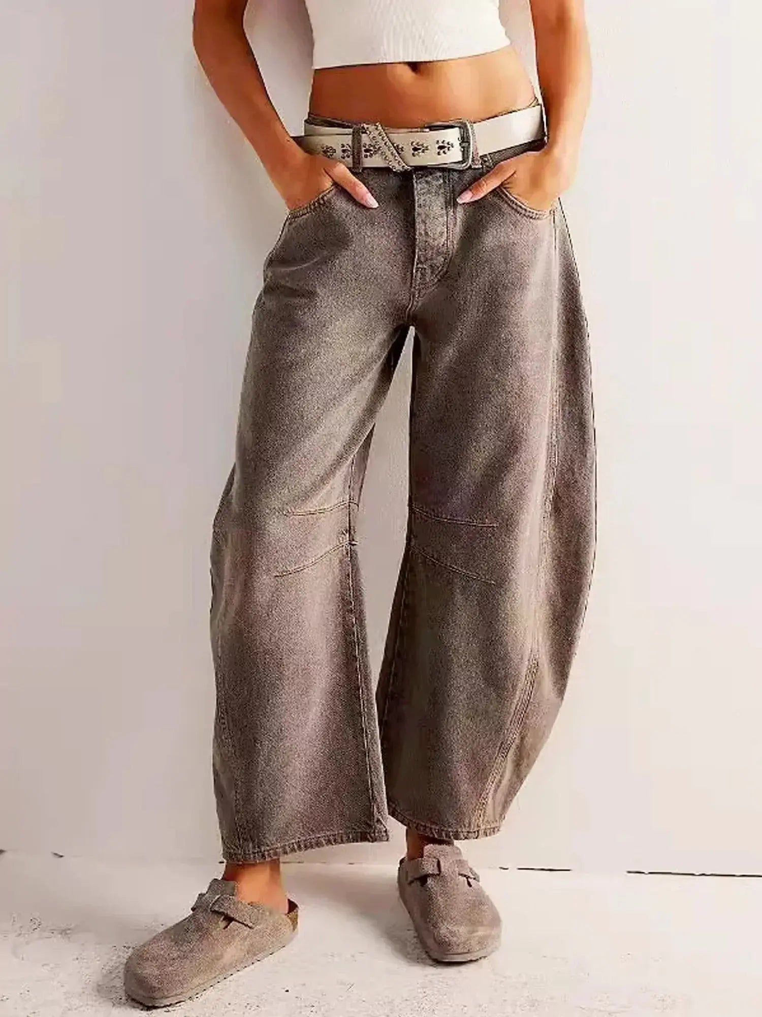 Leopard Print Wide Leg Jeans