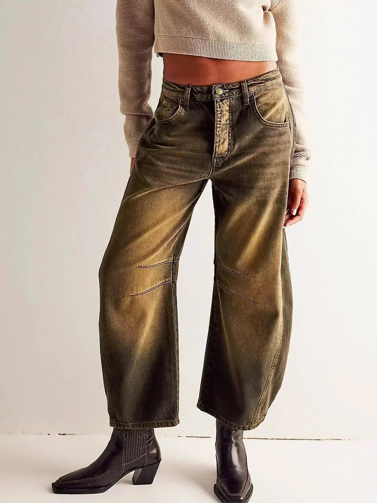 Leopard Print Wide Leg Jeans