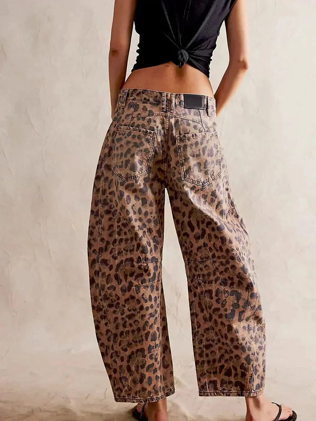 Leopard Print Wide Leg Jeans