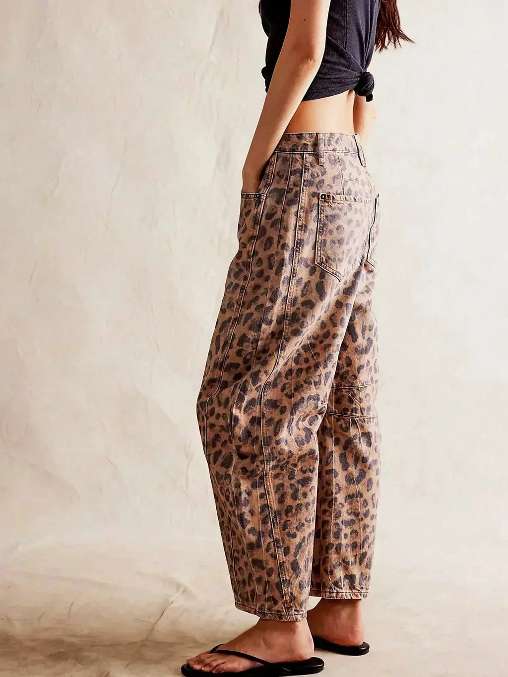 Leopard Print Wide Leg Jeans