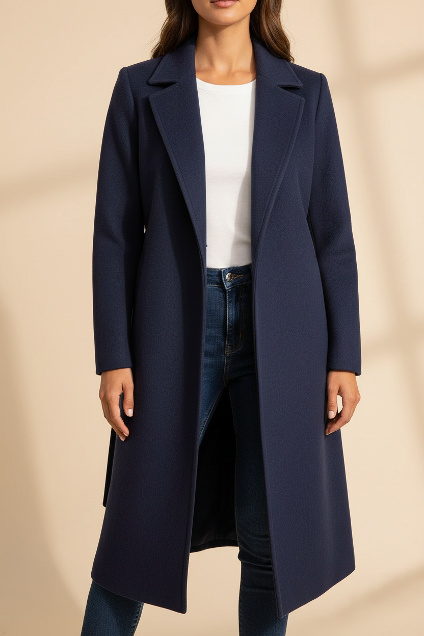 Belted Wool Blend Longline Coat