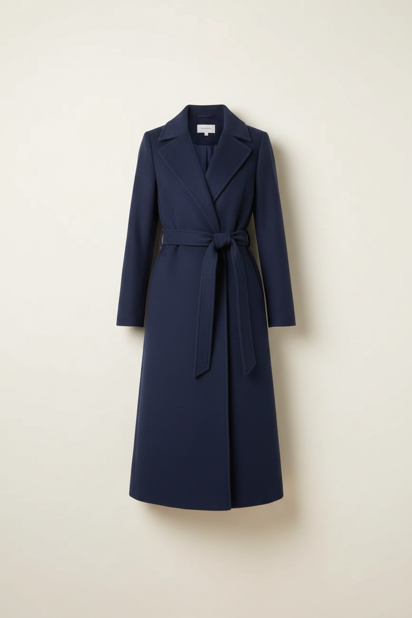 Belted Wool Blend Longline Coat