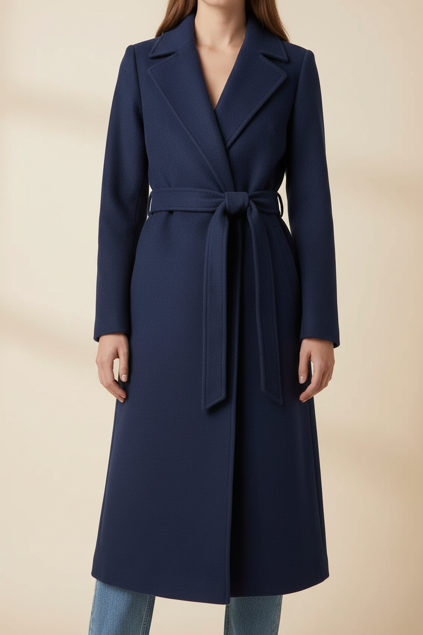 Belted Wool Blend Longline Coat