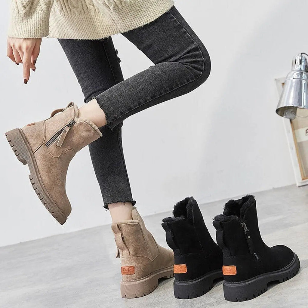 Fleece Lined Suede Slip On Boots
