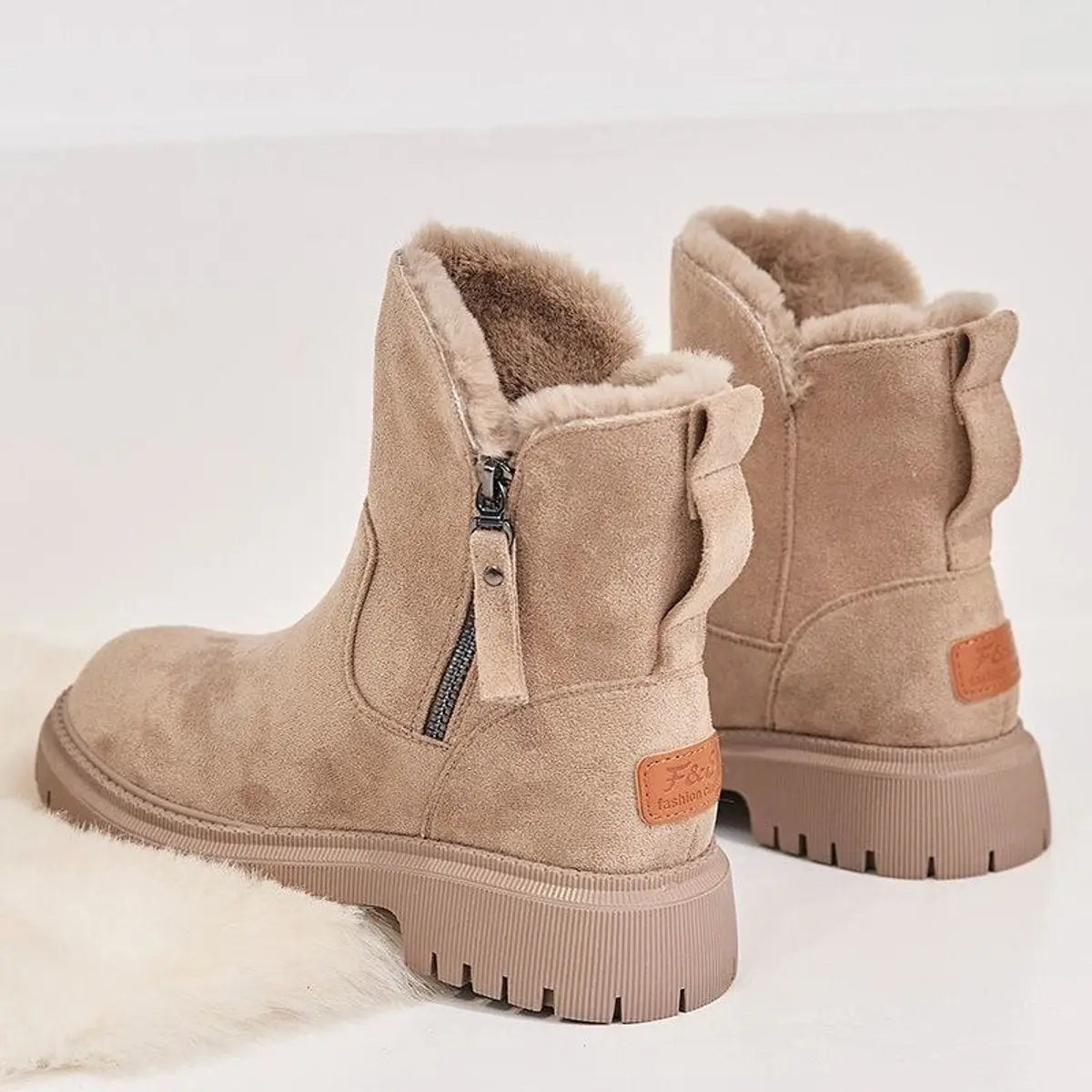 Fleece Lined Suede Slip On Boots