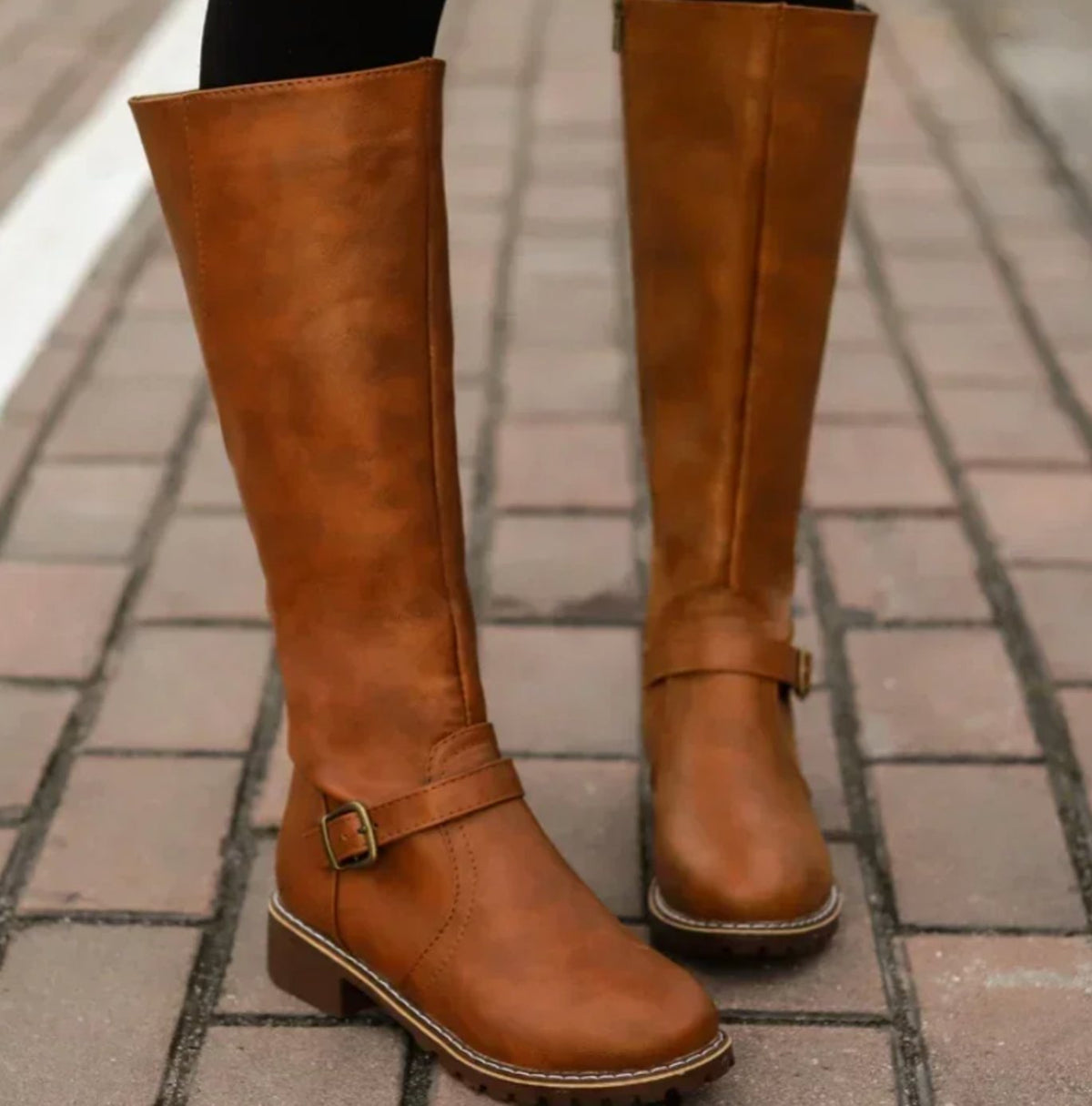 Strap Knee High Boots