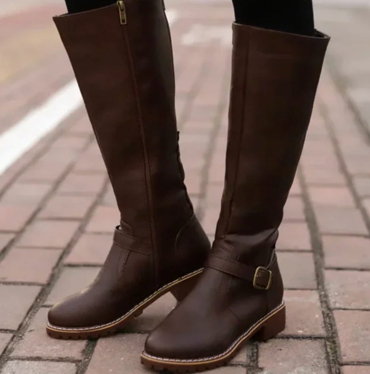 Strap Knee High Boots