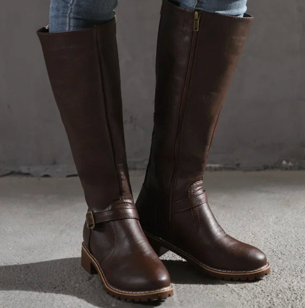 Strap Knee High Boots