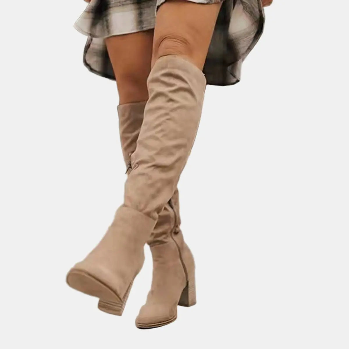 Over The Knee Suede Block Heel Boots