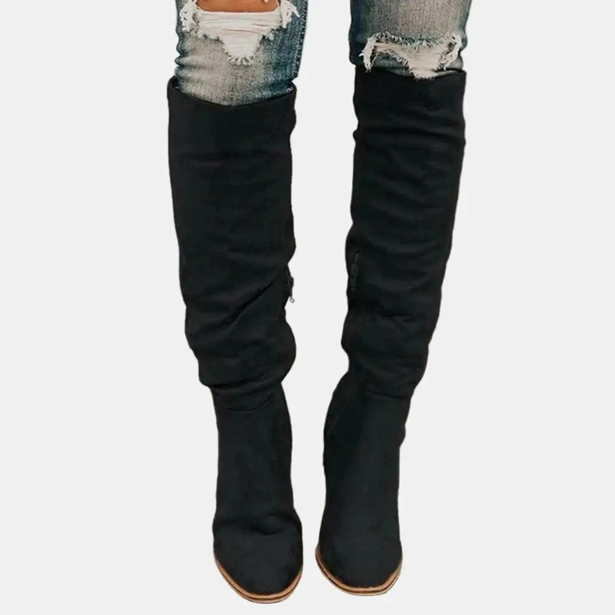 Over The Knee Suede Block Heel Boots