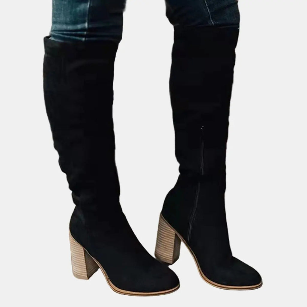 Over The Knee Suede Block Heel Boots